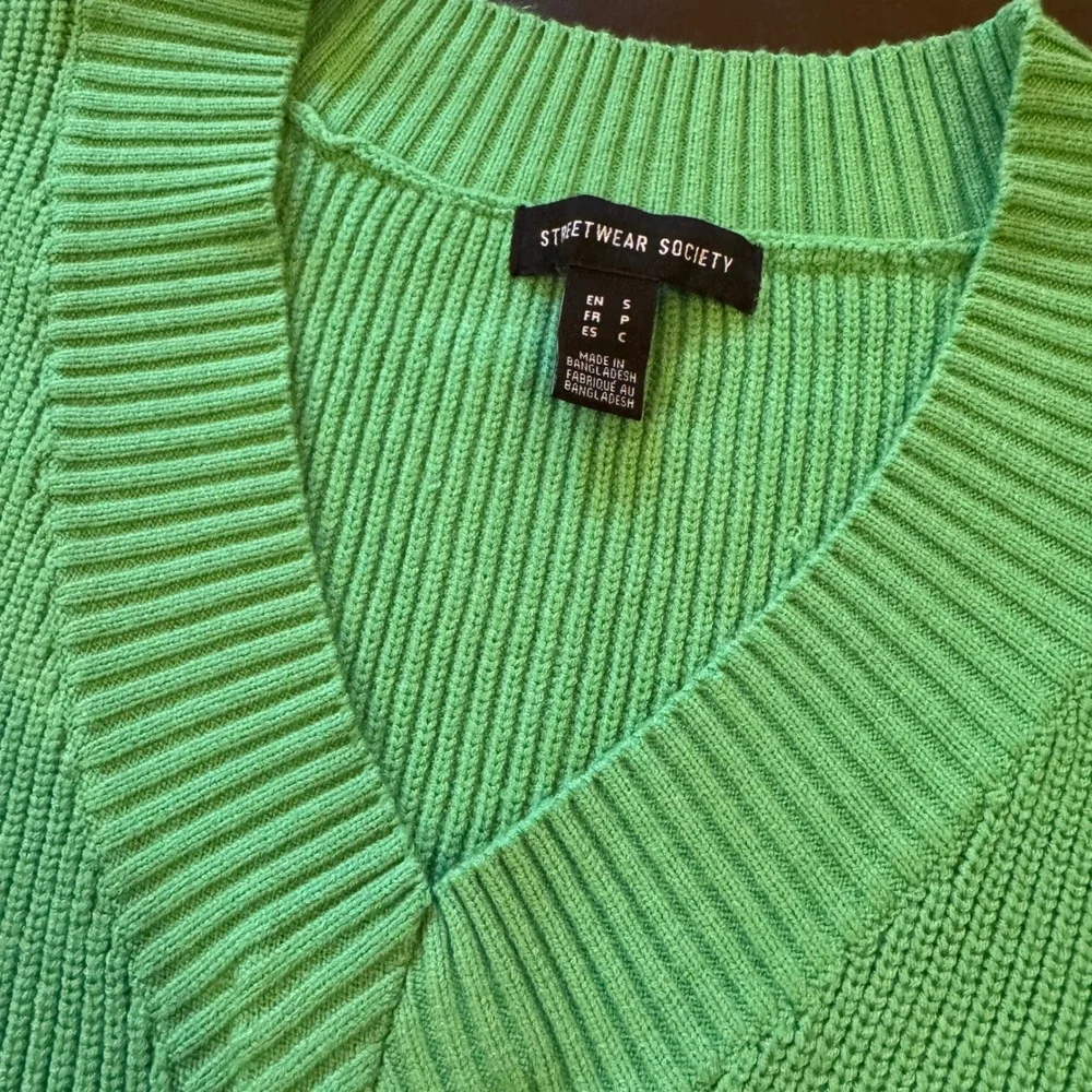 Streetwear Society V Neck Ribbed Sweater Vest Green‎ S Teacher Academia Preppy